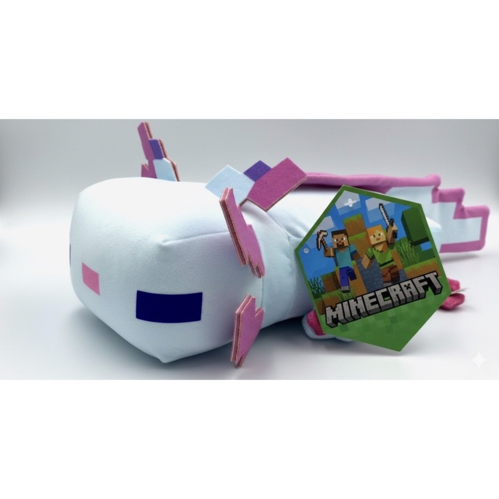 NWT! Minecraft Axolotl Plush Toy White Pink Blue Purple Stuffed‎ Animal Kidcore